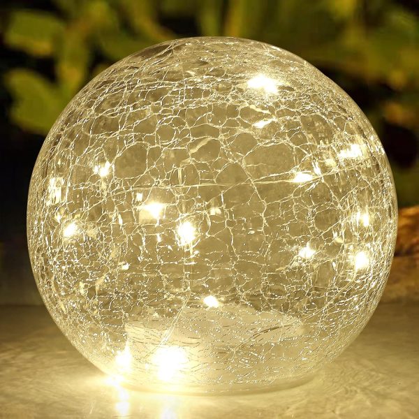 Globe Ball Led Lamp Battery Operated, Lighted Glass Orb For Festival Christmas Decoration, Gold Mercury Glass Ball Light